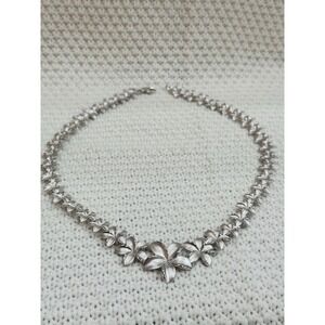 Na Hoku 925 Sterling Silver Plumeria Graduated Link Necklace 18" Hawaiian